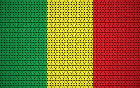Abstract flag of Mali made of circles. Malian flag designed with colored dots Illustration