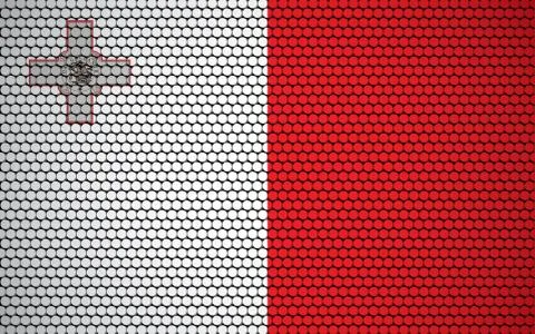Abstract flag of Malta made of circles. Maltese flag designed with colored do Stock Illustration