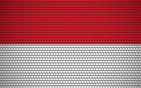 Abstract flag of Monaco made of circles. Monegasque flag designed with colore Stock-Illustration