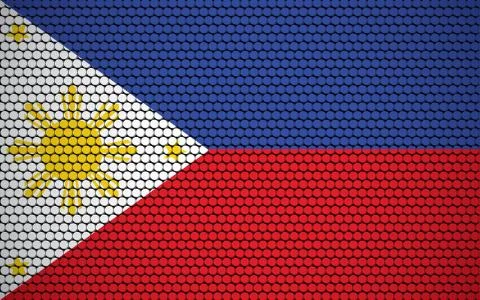 Abstract flag of Philippines made of circles. Filipino flag designed with col Stock Illustration
