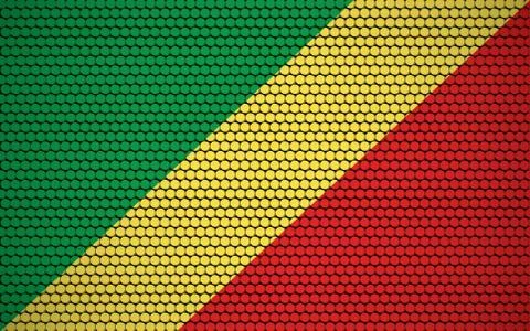 Abstract flag of Republic of Congo made of circles. Congese flag designed wit Stock-Illustration