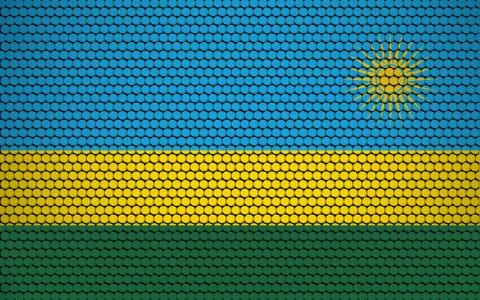Abstract flag of Rwanda made of circles. Rwandan flag designed with colored d Stock Illustration