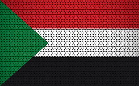 Abstract flag of Sudan made of circles. Sudanese flag designed with colored d Illustrazione stock