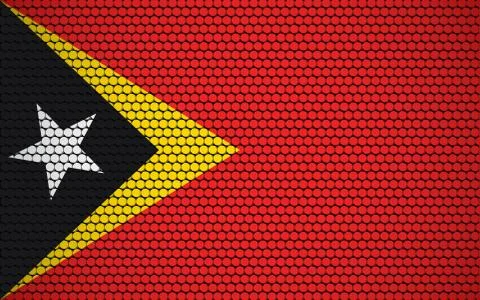 Abstract flag of Timor Leste made of circles. Timorese flag designed with col Illustrazione stock