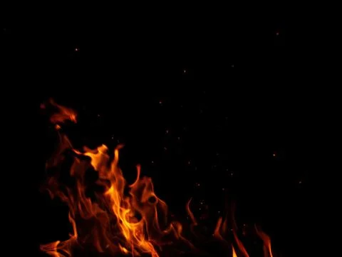 Abstract flame of fire from a campfire on a black background Stock Photos