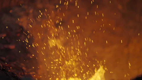 Abstract flame in fire pit, red and hot inferno Stock Footage 245614197