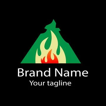 Abstract Flame in a Green Triangle logo Stock Illustration