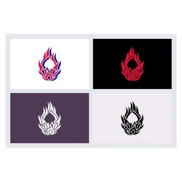 Abstract Flame Logo Set Icon Design Stock Illustration