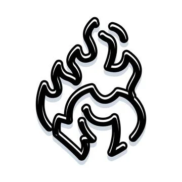 Abstract flame outline with black stroke drawing Stock Illustration