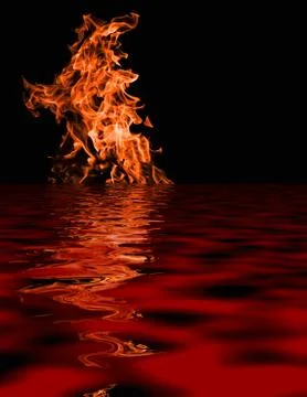 Abstract flames flames reflected in water beautiful black background Foto stock