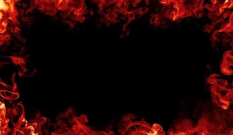 Abstract flames frame on isolated a black background Stock Illustration
