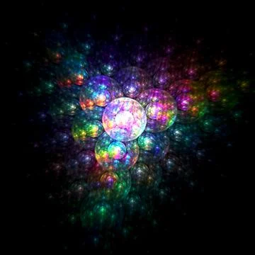 Abstract Flash Bubble  Background - Fractal Art Stock Illustration