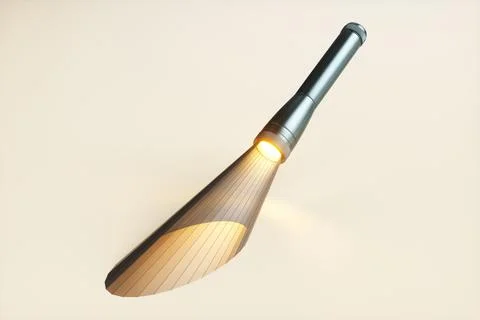 Abstract flashlight with a polygonal beam on a yellow background. 3d renderin Stock Illustration