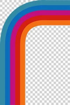 Abstract flat art showing five stripes making right-angle arc on transparent 库存插图