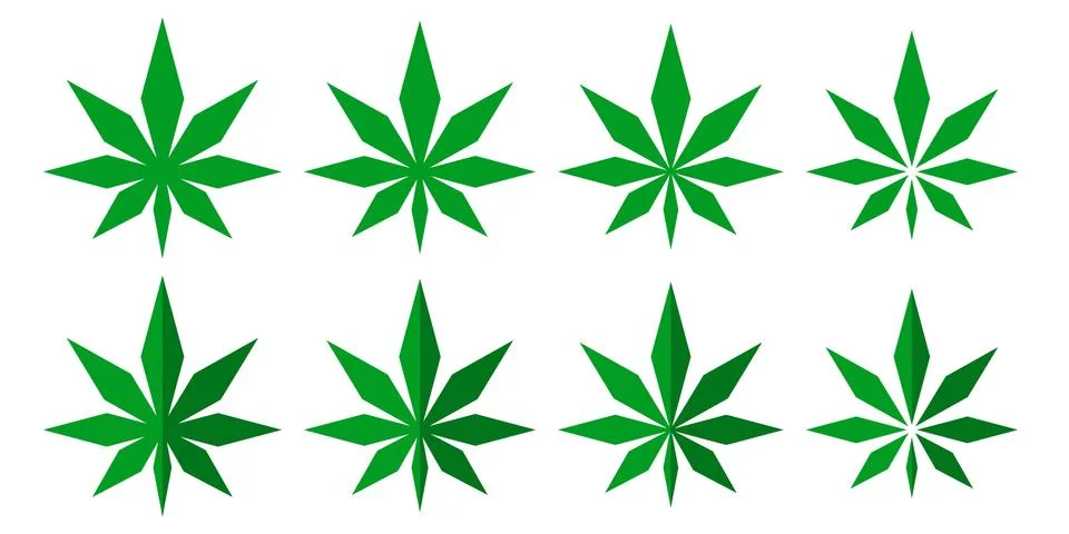 Abstract Flat Cannabis Leaf Vector Illustration Icon Stock Illustration