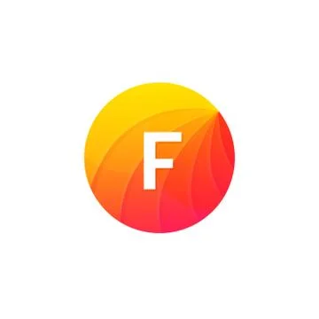Abstract flat circle F logo letter symbol sign company icon vector design Stock Illustration