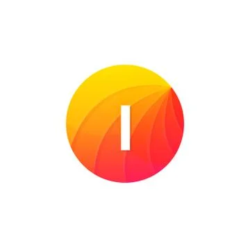 Abstract flat circle I logo letter symbol sign company icon vector design Stock Illustration