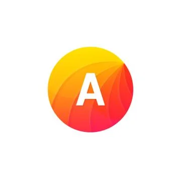 Abstract flat circle A logo letter symbol sign company icon vector design Stock Illustration