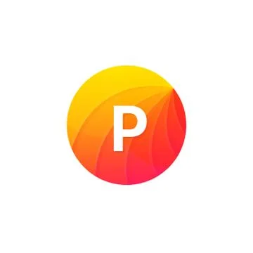 Abstract flat circle P logo letter symbol sign company icon vector design Stock Illustration