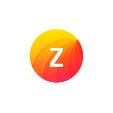 Abstract flat circle Z logo letter symbol sign company icon vector design Stock Illustration