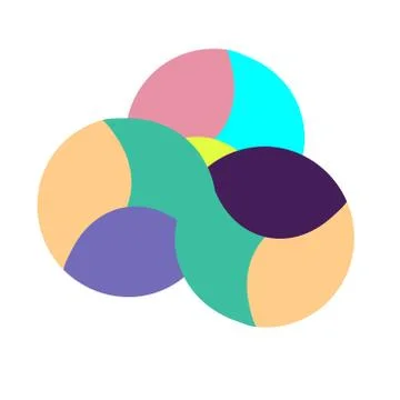 Abstract flat composition from three colorful spheres. Stock Illustration