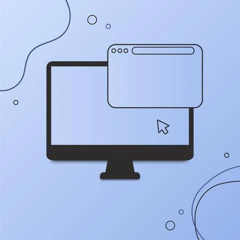Abstract flat design computer with blank browser window. Vector Illustrazione stock