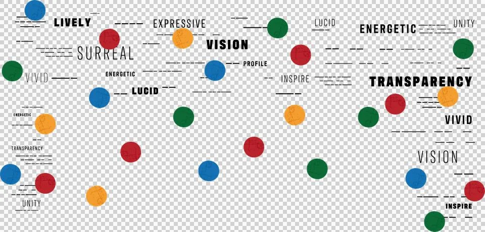 Abstract flat design is featuring multicolored circles and black text on イラスト素材