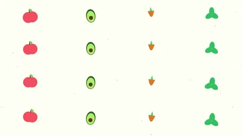 Abstract Flat Design Food Pattern Background Stock Footage 347014565