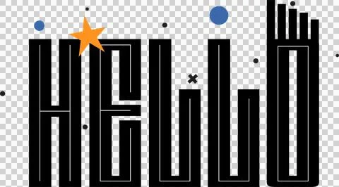 Abstract flat design is forming maze with black and blue dots, orange star, Illustrazione stock