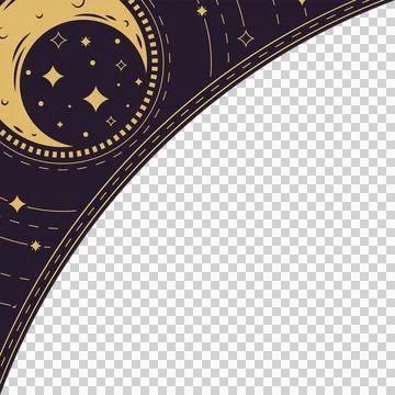 Abstract flat design illustration is showing moon, stars and motion lines on Illustrazione stock