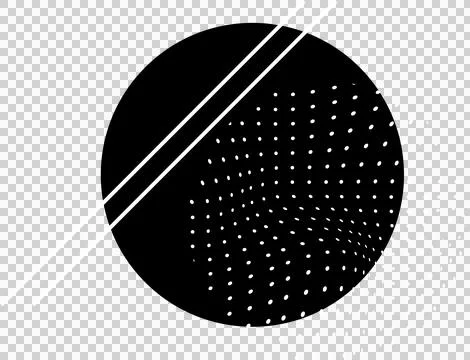 Abstract flat design showing black circle with white stripes, dotted mesh on Illustrazione stock