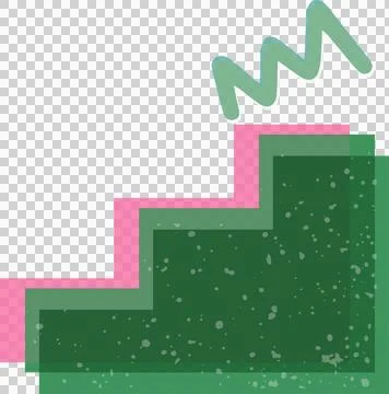 Abstract flat design is showing stepped green polygon and outlined zigzag line Stock Illustration