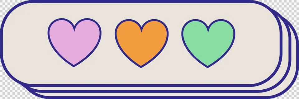 Abstract flat design is showing three hearts in layered pill container with Illustrazione stock