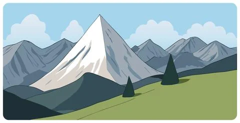 Abstract flat graphic vector mountain landscape Stock Illustration