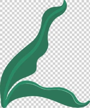 Abstract flat green leaf-like forms are floating on transparent background, Stock Illustration