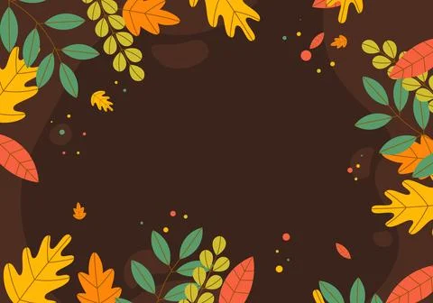 Abstract flat hand draw autumn leaves background. Vector. イラスト素材