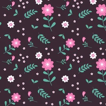 Abstract flat hand draw floral pattern background. Vector. Stock Illustration
