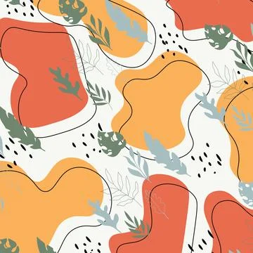 Abstract flat hand draw floral pattern background. Vector. Stock Illustration