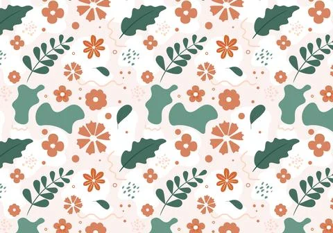 Abstract flat hand draw floral pattern background. Vector. Stock Illustration