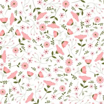 Abstract flat hand draw floral pattern background. Vector. Stock Illustration