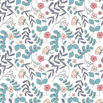 Abstract flat hand draw floral pattern background. Vector. Illustrazione stock