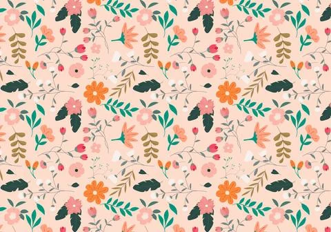 Abstract flat hand draw floral pattern background. Vector. Stock Illustration