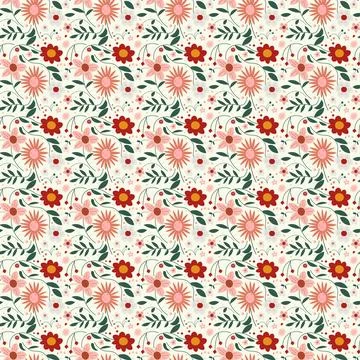 Abstract flat hand draw floral pattern background. Vector. Stock Illustration