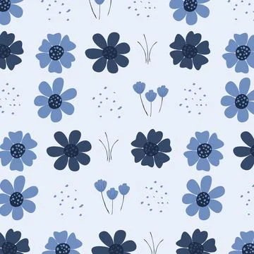 Abstract flat hand draw floral pattern background. Vector. Stock Illustration