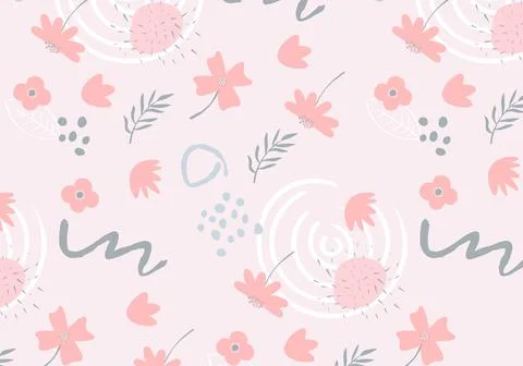 Abstract flat hand draw floral pattern background. Vector. Stock Illustration
