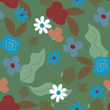 Abstract flat hand draw floral pattern background. Vector. Illustrazione stock