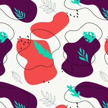 Abstract flat hand draw floral pattern background. Vector. Illustrazione stock