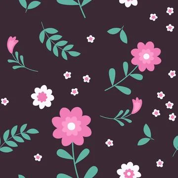 Abstract flat hand draw floral pattern background. Vector. Stock Illustration