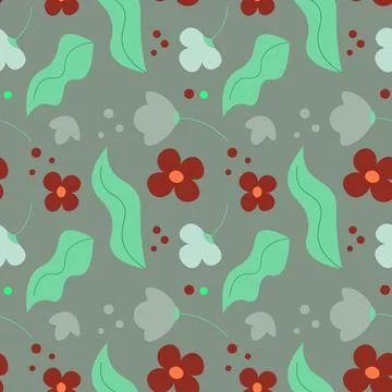 Abstract flat hand draw floral pattern background. Vector. Stock Illustration