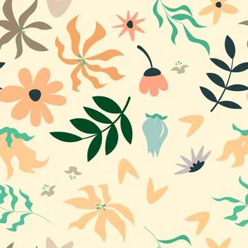 Abstract flat hand draw floral pattern background. Vector. Illustrazione stock